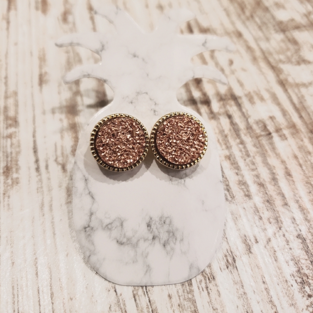 Women's Druzy Earrings : Light Pink